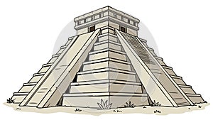 Ancient Mayan Pyramid, Intricate Steps Structure, vector design Generative AI