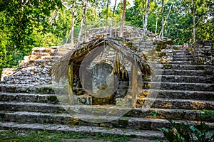 Ancient mayan pyramids Nohoch Mul in Coba