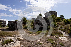 Ancient Mayan ruin the Tulum castle is a pre-Columbian city and culture that left history in Mexico. The Mayas settled their photo