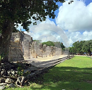 Ancient Mayan ruins near the ocean In Chichenitza Mexico.