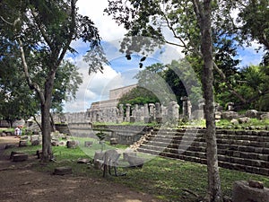 Ancient Mayan ruins near the ocean In Chichenitza Mexico.