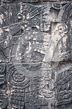 Ancient mayan stone reliefs photo