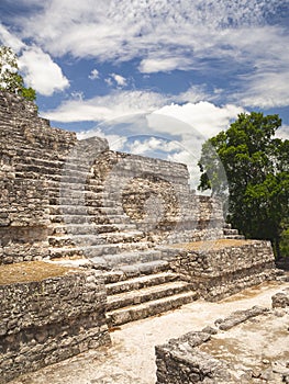 Ancient Mayan stone structure at Calakmul, Mexico