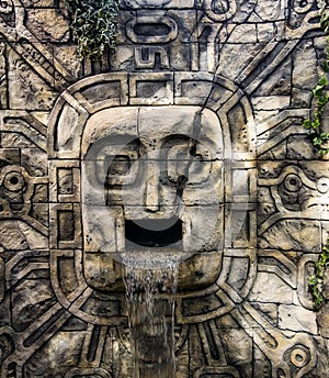 Ancient Mayan Waterfall carved