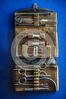 Ancient medical instrument in case