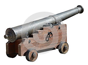 Ancient medieval cannon on wheels