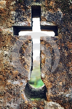 Ancient medieval arrow slit