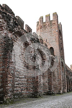 ancient medieval defense walls in MONTAGNANA town near Padua an