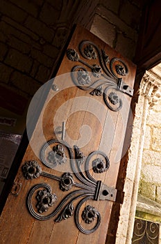 Ancient medieval door, iron deco photo