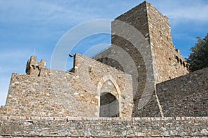 Ancient medieval gate of the defensive walls of the fortress of Montalcino in Tuscany.