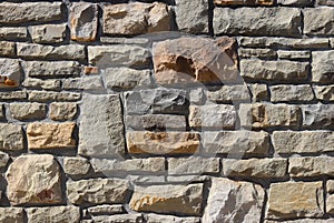 Ancient medieval stone masonry. Texture of a fragment of a wall of an old structure. A background for design and creative work. De