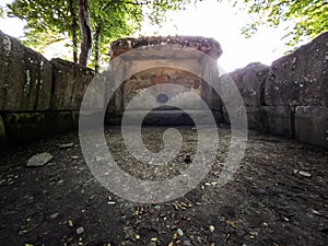 An ancient megalithic Dolmen structure in the form of stone slabs