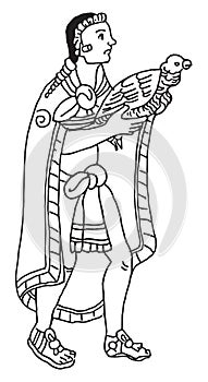 Ancient Mexican tattoo. Set of Aztec labels and elements. Vector set illustration template tattoo.