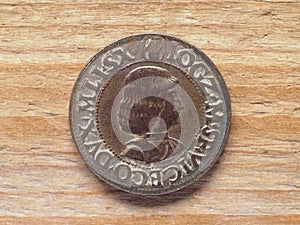 Ancient Milanese testone coin reverse showing Ludovico Maria Sfo