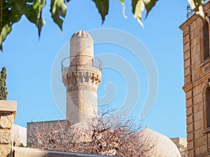 Ancient minaret of Muhammad Mosque in Baku