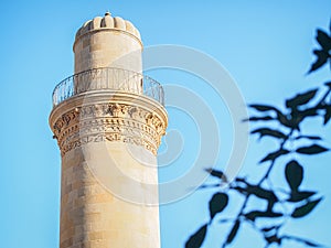 Ancient minaret of Muhammad Mosque in Baku