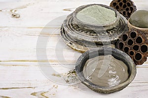 Ancient minerals - green clay powder and mud mask for spa and be