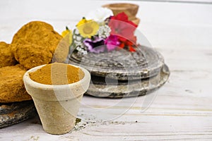 Ancient minerals - ochre stones and powder for spa and natural c