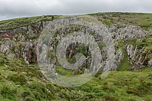 Ancient Mines on the peaks of Europe near the lakes of Covadonga as a tourist attraction to visit Asturias, Spain