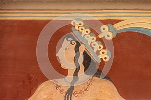 Ancient minoan fresco from Knossos, Crete