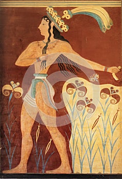 Ancient minoan fresco from Knossos, Crete