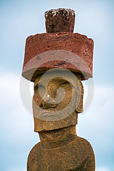 The ancient moai on Easter Island of Chile