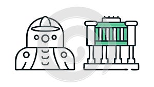 Ancient and Modern Architecture Contrast Icon, vector design Generative AI