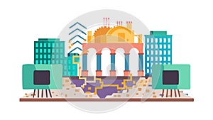 Ancient and Modern City Icon: Heritage and Development, vector design Generative AI