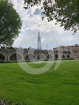 Ancient and modern, the Tower of London and the Shard. photo