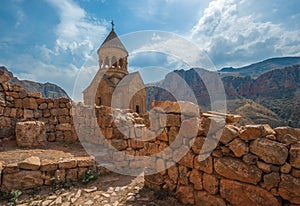 Ancient monastery Noravank, mountains, Amaghu valley, Armenia