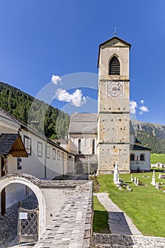 The ancient monastery of St. John the Baptist in MÃ¼stair, in Val Monastero in the Canton of Grisons, Switzerland