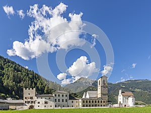 The ancient monastery of St. John the Baptist in MÃ¼stair, in Val Monastero in the Canton of Grisons, Switzerland