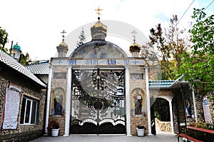 Ancient monastery. Village Saharna, main entrance gate to the monastery