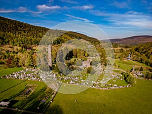 Ancient monasty in Glendalough Wicklow Mountains of Ireland