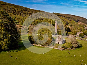 Ancient monasty in Glendalough Wicklow Mountains of Ireland