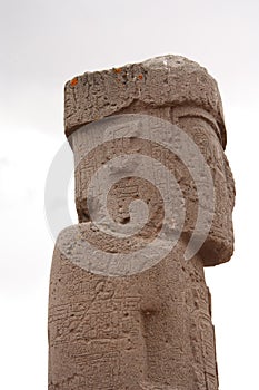 Ancient Monolith Ponce profile in Tiwanaku, Bolivia