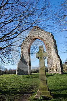 Ancient monument. Church ruins on sacred religious ground. Wymondham abbey UK