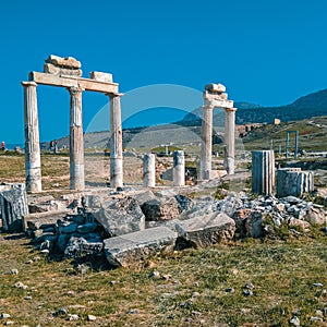 Ancient monument of Greek Empire which is located at Ephesus Archaelogy Museum in Turkey. photo