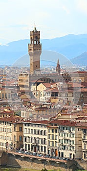 Ancient Monumet with high tower called PALAZZO VECCHIO in Florence In Italy