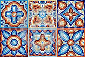 Ancient mosaic ceramic tile pattern.