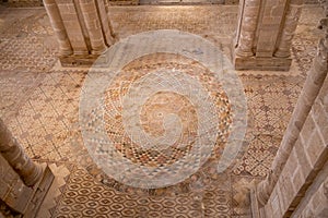 Ancient mosaic in Hisham`s Palace aka Khirbet al Mafjar, an archeological site in Jericho