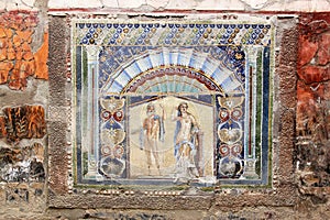 Ancient mosaic in Roman Herculaneum, Italy
