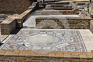 Ancient mosaic, Roman ruins of Italica, Santiponce, Sevilla, Spain photo