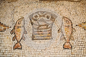 Ancient mosaic of Tabgha