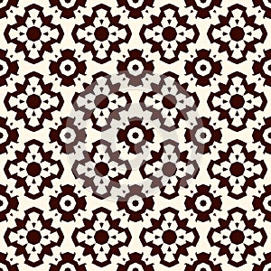 Ancient mosaic wallpaper with floral motif. Eclectic ceramic tile ornament. Ethnic style seamless surface pattern.