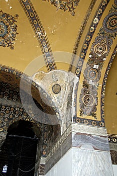 Ancient mosaics in Hagia Sophia`s interiors photo