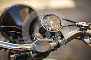 Ancient motorcycle odometer handlebar
