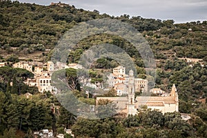 Hillside village of Ville di Paraso in Corsica photo