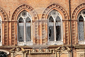 Ancient Mullioned windows - Accursio Palace in Bologna Italy photo