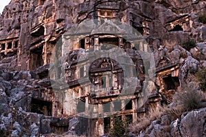 Ancient Myra rock tomb at Turkey Demre